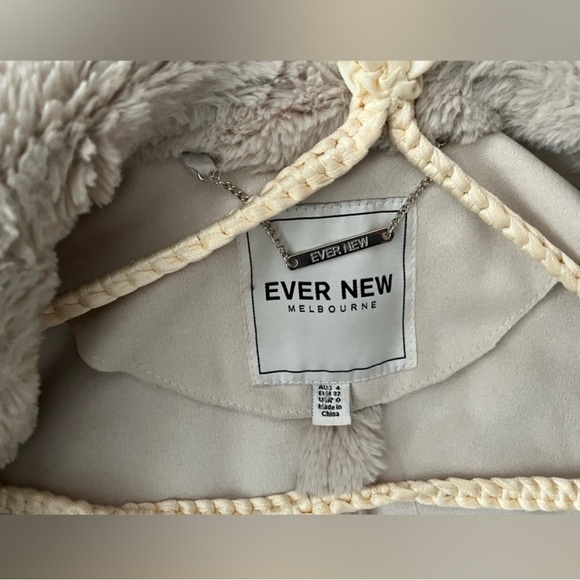 Ever New Cream Teddy Cozy Plush Jacket - size 0 - Picture 9 of 11